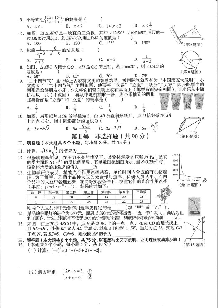 山西2022年中考数学试题2_1