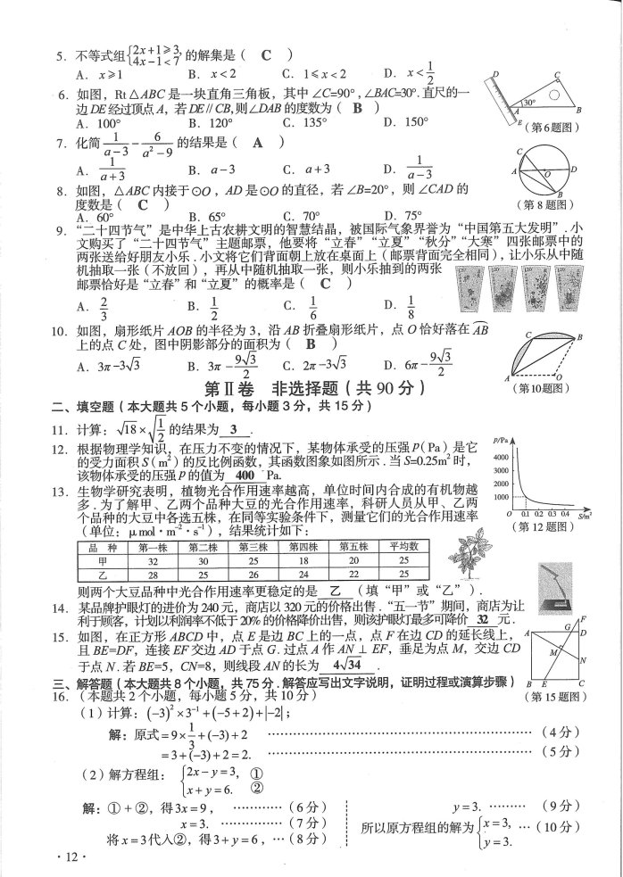 山西2022年中考数学答案2_1