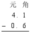 $\frac{\begin{align}
  & \ \ \ \ \ \ \  \\ 
 & \ \ \ \ \ 4\ .\ \ \ 1 \\ 
 & -\ \ \ 0\ .\ \ \ 6 \\ 
\end{align}}{{}}$