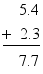 $\begin{align}
  & 5.4 \\ 
 & \underline{+2.3} \\ 
 & 7.7 \\ 
\end{align}$